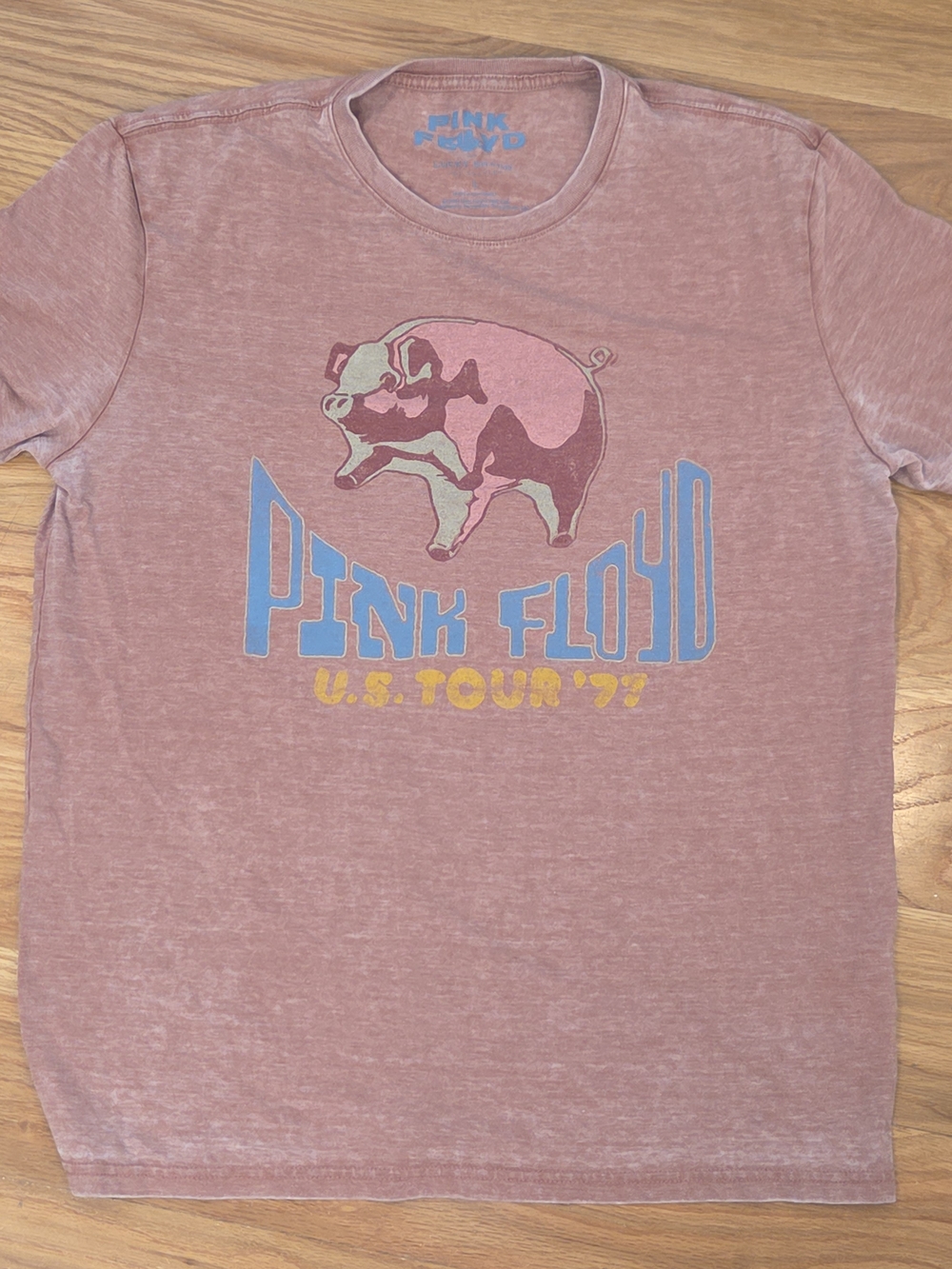 Lucky Brand Pink Floyd Vintage-Style Short Sleeve Tee W/ Animals Album Theme (L)